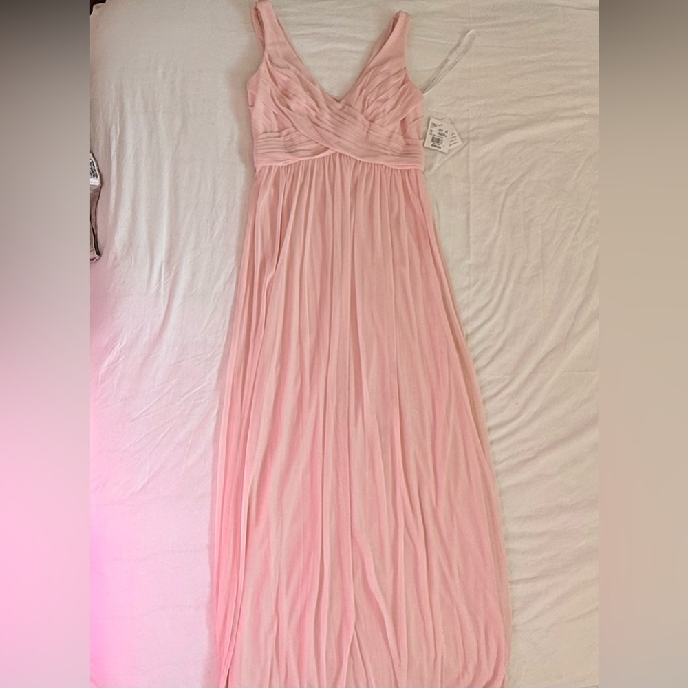 NWT Davids Bridal Full Length Size 4 Pink Blush Dress Bridesmaid Wedding Formal